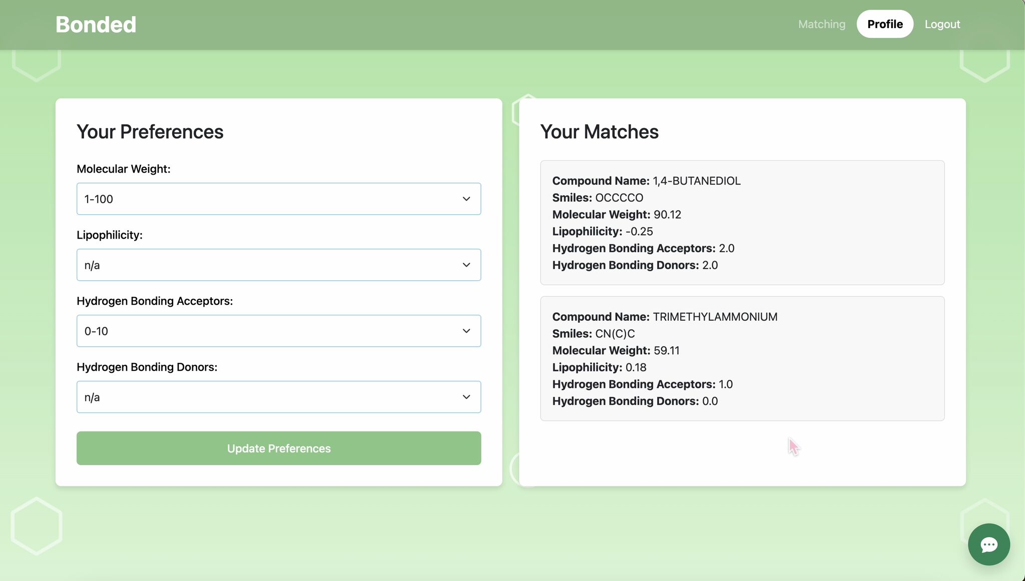 Demo Preferences Screen